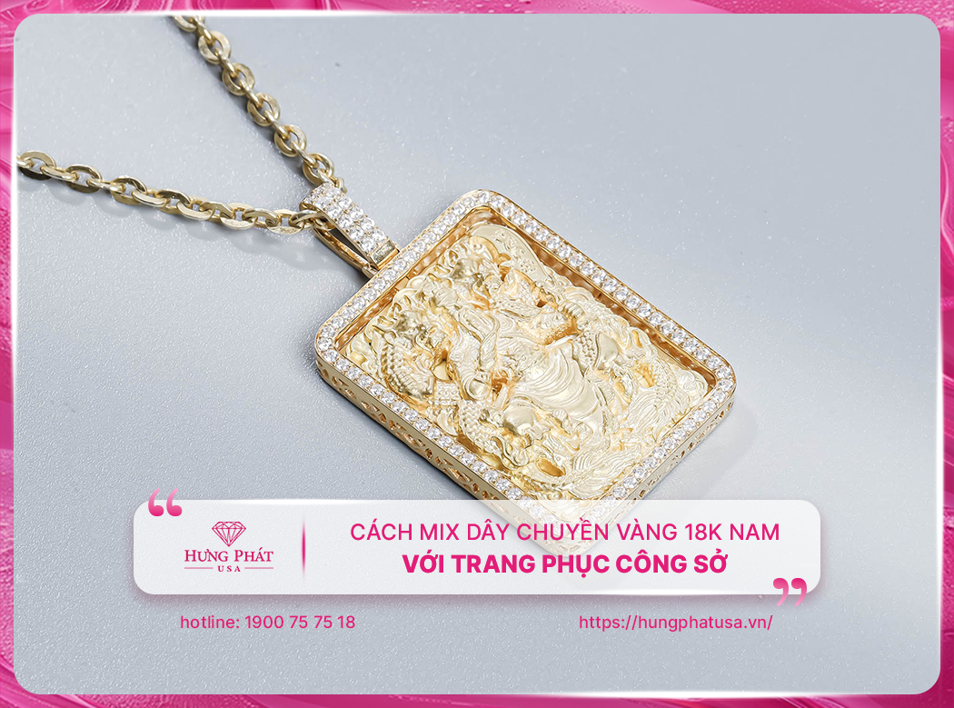 Cách mix dây chuyền vàng 18K nam với trang phục công sở