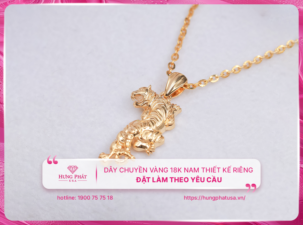 Dây chuyền vàng 18K nam thiết kế riêng – Đặt làm theo yêu cầu