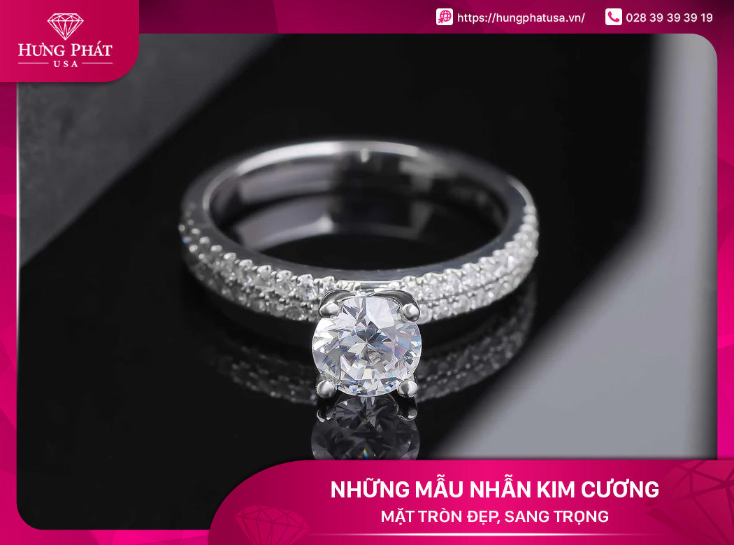 Những mẫu nhẫn kim cương mặt tròn đẹp, sang trọng
