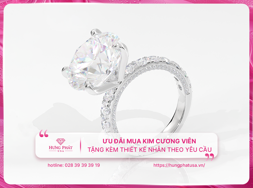 Ưu đãi mua kim cương viên tặng kèm thiết kế nhẫn theo yêu cầu